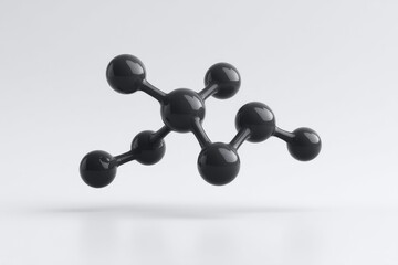 Modern illustration featuring a silhouette of a molecule nucleus in line art