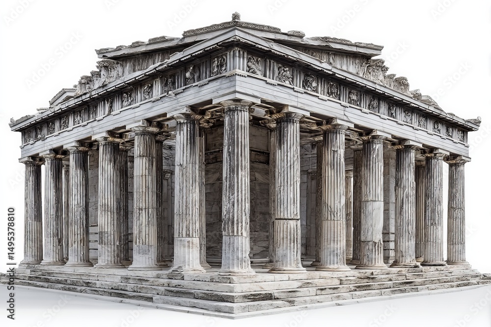 Poster ancient temple constructed with stone columns showcasing classical architecture and historical signi