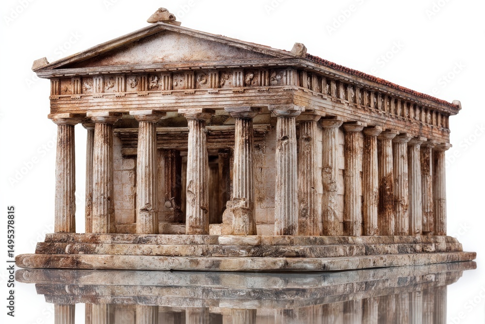 Poster detailed model of a classical temple showcasing ancient architectural design