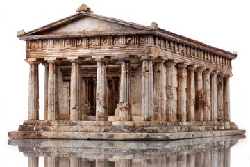 Naklejka premium Detailed model of a classical temple showcasing ancient architectural design