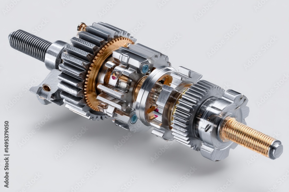 Poster Detailed view of a complex mechanical gear system showcasing precision engineering and intricate design features typical in modern machinery