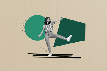 Pop image poster art collage of happy girl guy dance weekend party chill entertainment success...