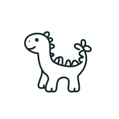 Obraz premium Happy cartoon dinosaur, white background, children's book illustration