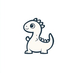 Obraz premium Cute cartoon dinosaur, white background, children's illustration