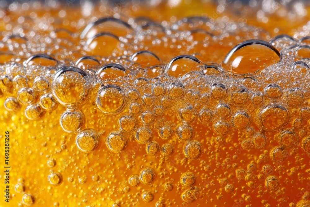 Aufkleber bubbles rise in a refreshing beverage captured in close-up at a social gathering during a sunny afte