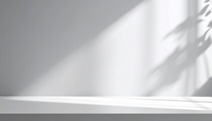 Minimalist white background product display shadow overlay