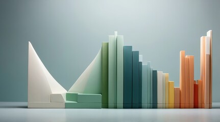 Fototapeta premium Mid-Year Business Review: 3D Render, Q3 Planning & Growth Graphs