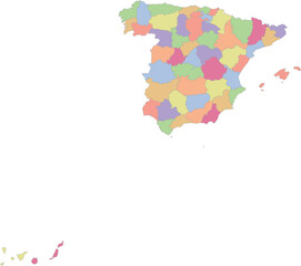 Map of Spain with provinces