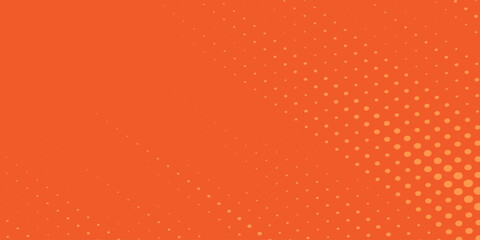 Dots halftone orange color pattern gradient texture with technology digital background. Dots pop art comics with summer background.