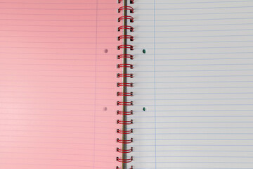 Spiral bound lined notebook with light pink page