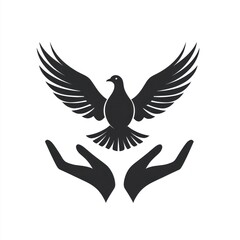 Obraz premium Dove peace symbol hands care white background, logo design