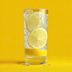 Transparent lemonade glass with floating lemon zest