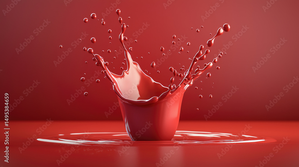 Aufkleber dynamic splash of red liquid in a bowl creative studio setting high-impact visuals captivating color