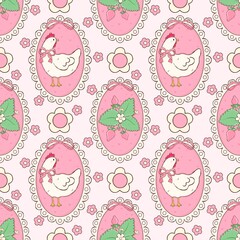 Charming Chicken Blossom Pattern.
Pink Hen Floral Delight.
"Strawberry Bow Chicken Design