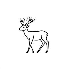 Fototapeta premium Majestic deer walking, forest background, nature illustration, wildlife design