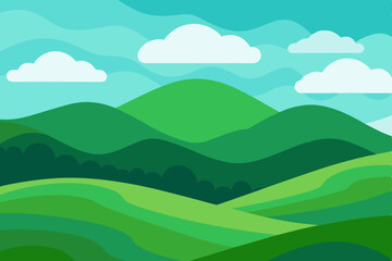 Fototapeta premium emerald green hills rolling under a cloudy sky 