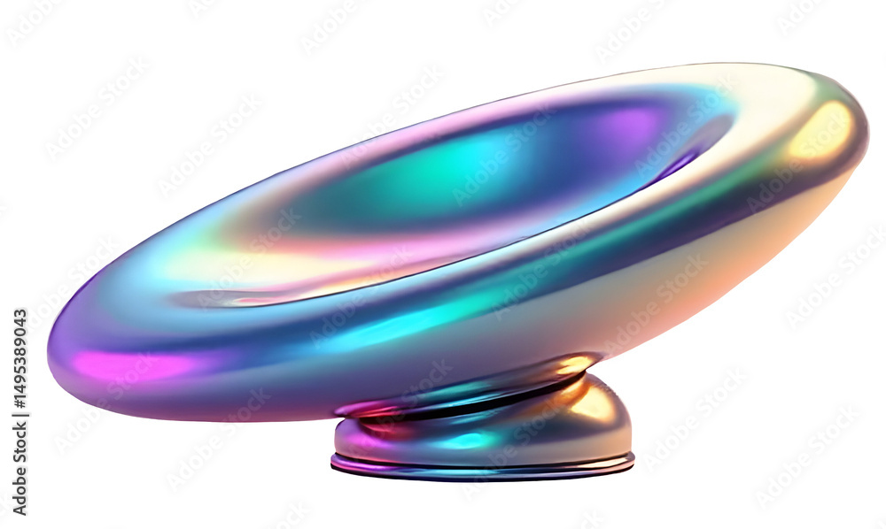 Poster iridescent colorful abstract shape with smooth surface and shiny texture