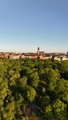 Aerial drone photos over Kungsholmen, Långholmen and Västerbron in Stockholm, Sweden