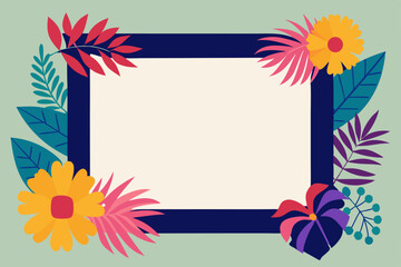 Obraz premium frame with flowers and butterflies