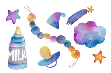 Baby born clipart. A watercolor baby shower bundle
