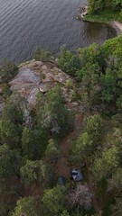 Aerial sky drone photos over Stockholm's Archipelago and islands, Sweden