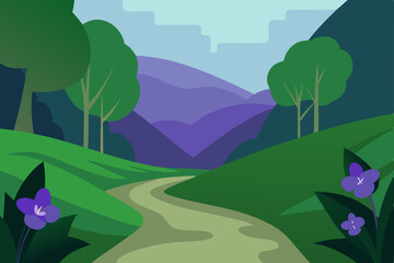 Obraz premium quiet glen with wild violets carpeting the ground .svg