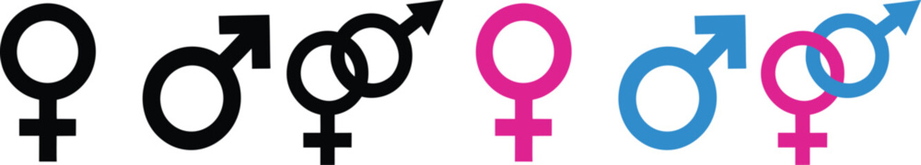 Obraz premium Gender and Relationship Symbols in Black and Color