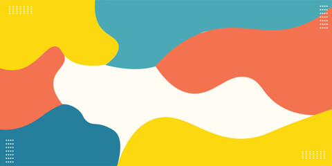 colorful abstract geometric pop art wavy pattern with dotted banner template retro background