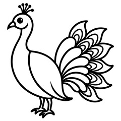 Spectral Peacock line art vector