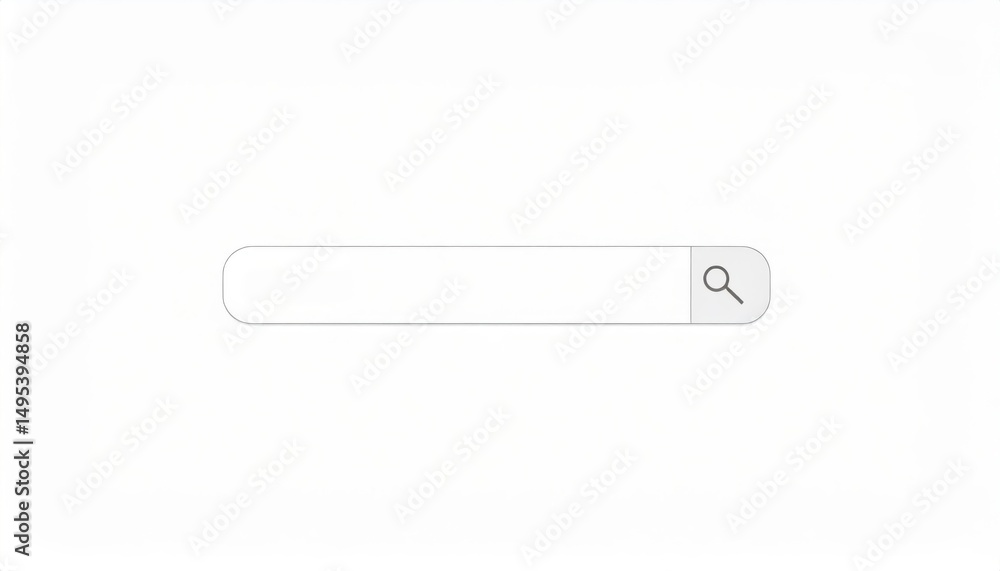 Poster blank search bar with a search icon on a minimalist white background for digital interface design or
