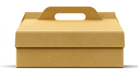 Beige cardboard food takeout box with handle
