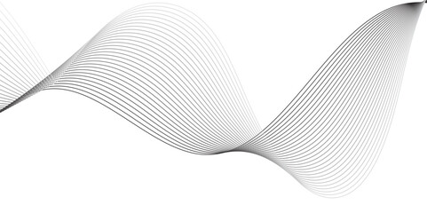 abstract background featuring a smooth, flowing wave made of thin black lines on a white background.The wave should have a three-dimensional appearance with gentle gradients and curves, giving a sense