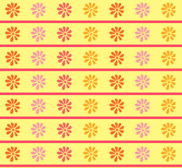 Yellow Stripe Tropical Daisies Seamless Repeat