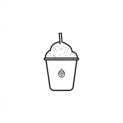 Iced coffee drink, straw, cup, white background, menu design