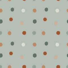 Hand draw color dots seamless pattern on blue background, scandinavian wallpaper, nursery design