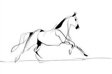 Fototapeta premium Elegant horse in fluid motion captured through minimalist line art showcasing its grace and power