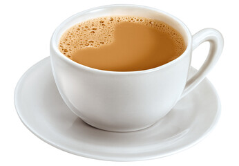 xícara com café com leite isolado em fundo transparente