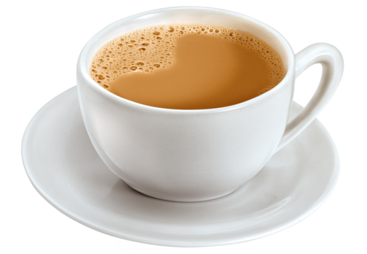 xícara com café com leite isolado em fundo transparente