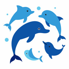 Fototapeta premium set of funny cartoon dolphins