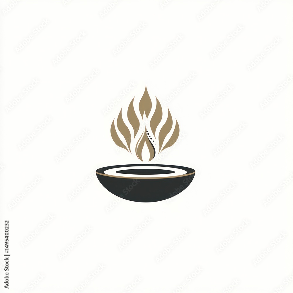 Poster abstract design of a bowl with stylized flame. possible use for branding or icon