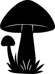 vector illustration of mushroom silhouette with white background