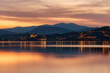 Sunset at the Santillana Reservoir, Manzanares el Real in Madrid