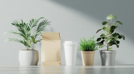 Obraz premium Simple cafe scene with plants