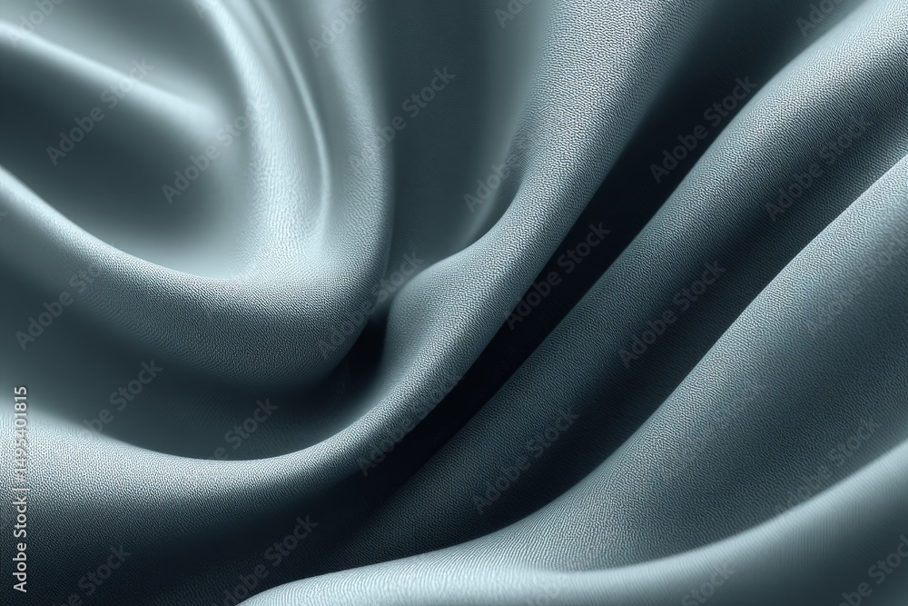Poster Smooth teal fabric draping softly under warm light creates an elegant and serene atmosphere for design or decoration ideas