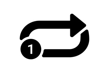 Single Repeat Playback and Repost Icon with Number One