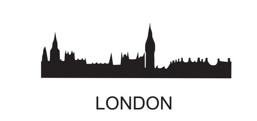 London city skyline vector illustration. Iconic urban silhouette featuring landmarks like Big Ben and the London Eye. Perfect for travel, design, and souvenir themes.