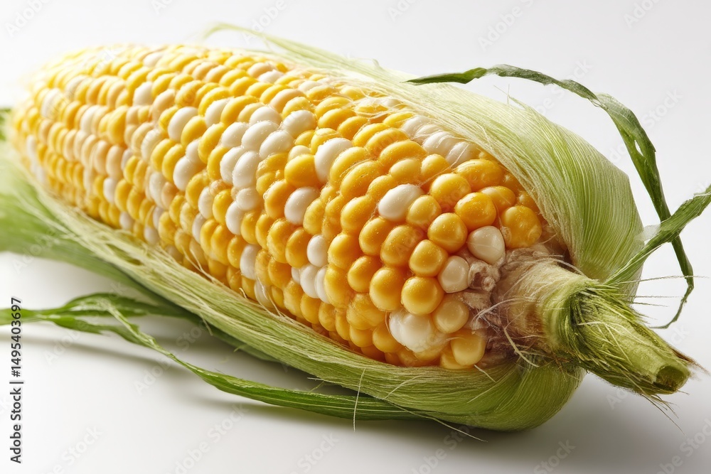 Aufkleber sweet corn with yellow and white kernels displaying a fresh harvest from a local farm during late su