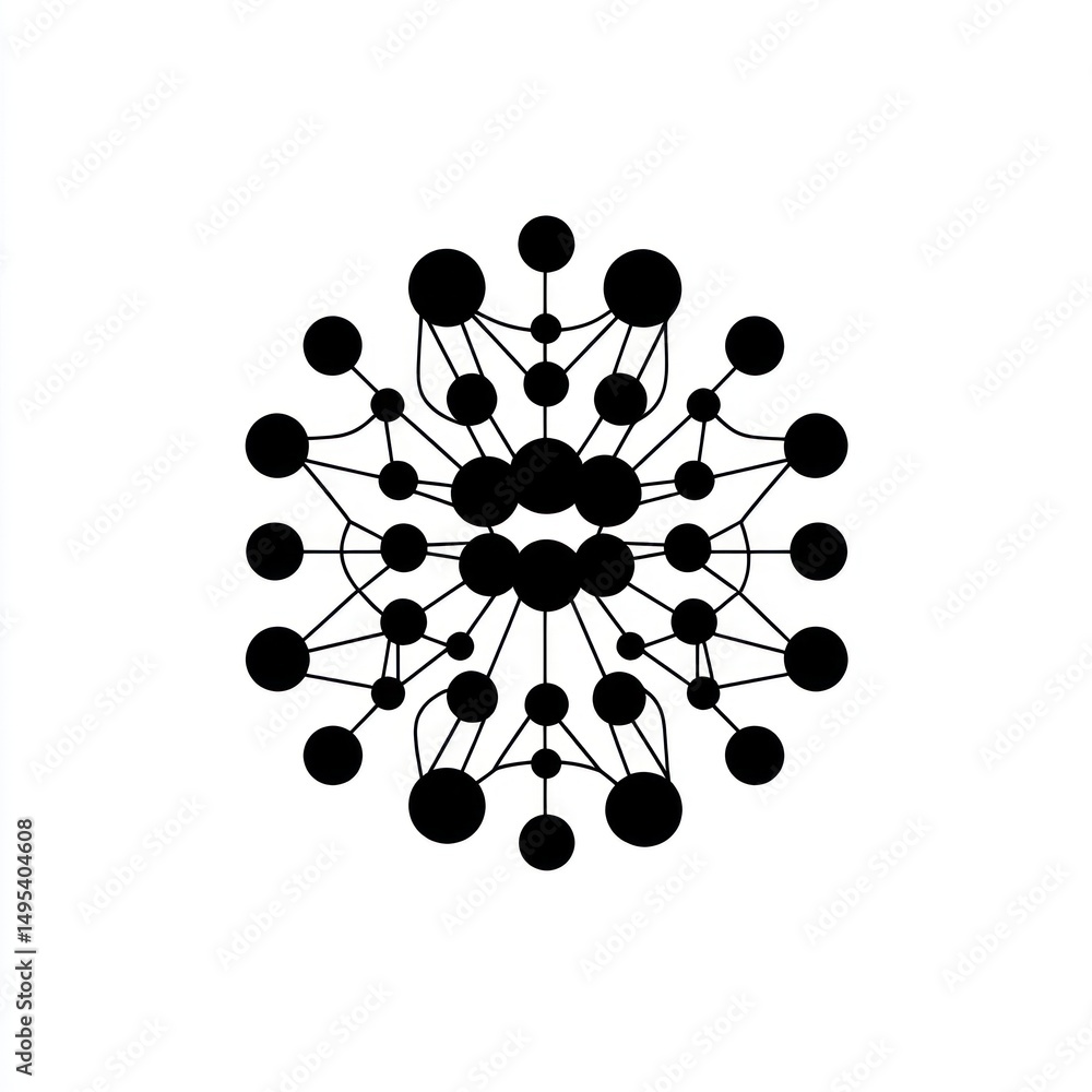 Poster abstract network graphic design, interconnected circles, potential for technology or communication b