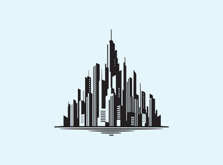 Fototapeta premium Solid Black City Silhouette with Abstract Features