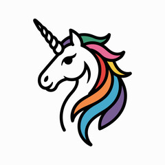 Colorful Unicorn Head Cartoon Illustration